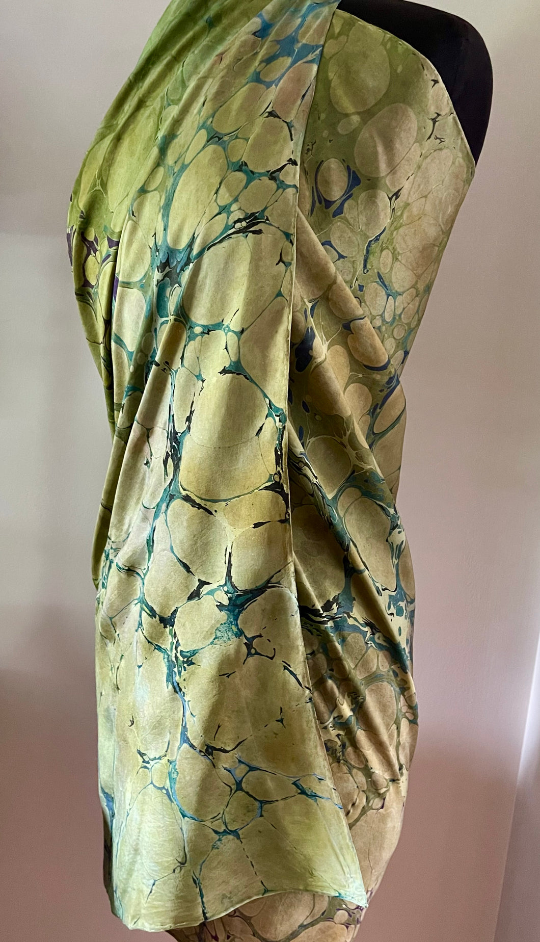 Green  Italian vein Habotai Silk 35x57 Sarong Wrap