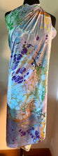 Load image into Gallery viewer, Blue Summer Color Sarong Wrap 44x69 water marbled Habotai Silk
