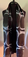 Load image into Gallery viewer, Black Bold Stone Pattern Water Marbled Habotai Silk 14x72.
