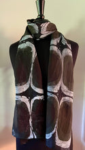 Load image into Gallery viewer, Black Bold Stone Pattern Water Marbled Habotai Silk 14x72.
