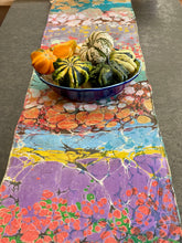 Load image into Gallery viewer, Autumn Beauty double marbled Charmeuse Silk 72x14” bold fun.  This beautiful silk makes a  uniqu e dresser cover and scarf.
