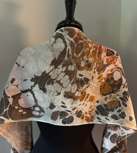 Load image into Gallery viewer, Double sided neutral random Charmeuse  Silk 72x14” bold  fun. This beautiful  silk  makes a unique  dresser cover   and scarf.

