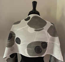 Load image into Gallery viewer, Twice marbled neutral Stone &amp; Stone pattern Charmeuse  Silk 72x14” bold fun. This beautiful silk makes a unique dresser cover and  scarf.
