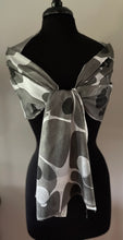Load image into Gallery viewer, Twice marbled neutral Stone &amp; Stone pattern Charmeuse  Silk 72x14” bold fun. This beautiful silk makes a unique dresser cover and  scarf.
