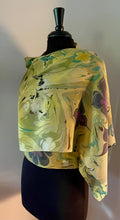 Load image into Gallery viewer, Klimt Flowers Crepe de chine 72x22” bold fun. This beautiful silk shawl  also can  be a shirt and skirt!
