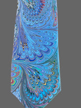 Load image into Gallery viewer, Blue Multicolored bouquet 3” Silk Tie  water marbled
