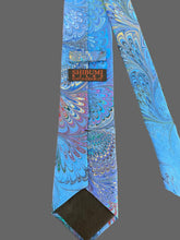 Load image into Gallery viewer, Blue Multicolored bouquet 3” Silk Tie  water marbled
