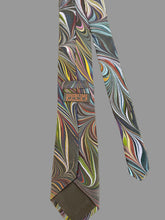 Load image into Gallery viewer, Black Multicolored flame pattern 3” Silk Tie  water marbled
