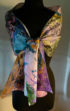 Load image into Gallery viewer, Twice Marbled  Water Marbled Habotai Silk 14x72.  Double sided.
