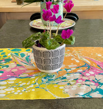 Load image into Gallery viewer, Summer colors 21x21 Square Habotai silk. Wear this unique piece in your hair, as a neckerchief, pocket square,  or accessorize your dog.
