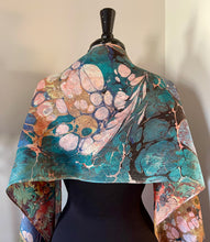 Load image into Gallery viewer, Twice Marbled  Water Marbled Habotai Silk 14x72.  Double sided.
