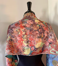 Load image into Gallery viewer, Twice Marbled  Water Marbled Habotai Silk 14x72.  Double sided.
