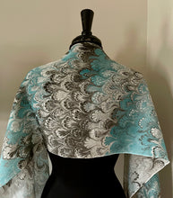 Load image into Gallery viewer, Turquoise bouquet  Patterned Habotai Silk
