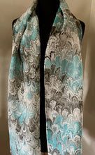 Load image into Gallery viewer, Turquoise bouquet  Patterned Habotai Silk
