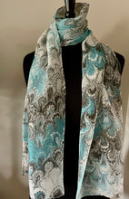 Load image into Gallery viewer, Turquoise bouquet  Patterned Habotai Silk

