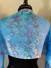 Load image into Gallery viewer, Blue purple green bouquet  Patterned Habotai Silk
