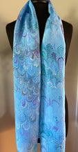 Load image into Gallery viewer, Blue purple green bouquet  Patterned Habotai Silk
