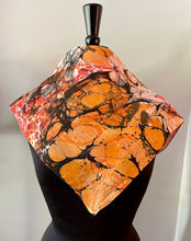 Load image into Gallery viewer, Orange Twice Very Random 21x21 Square Habotai silk. Wear this unique  piece  in your hair, as a neckerchief , pocket  square, or accessorize your dog.
