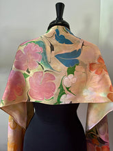 Load image into Gallery viewer, Klimt’s Flowers Multidyed Charmeuse Silk 72x14” bold fun. This beautiful  silk makes a unique dresser cover and scarf
