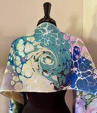 Load image into Gallery viewer, Two sided Lots of Color Charmeuse Silk 72x14” bold fun. This beautiful  silk makes a unique  dresser cover and scarf
