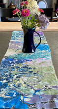 Load image into Gallery viewer, Two sided Lots of Color Charmeuse Silk 72x14” bold fun. This beautiful  silk makes a unique  dresser cover and scarf
