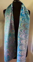 Load image into Gallery viewer, Comb pattern two way Charmeuse Silk 72x14” bold fun. This beautiful  silk makes a unique   dresser cover and scarf
