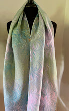 Load image into Gallery viewer, Blue green pink chrysanthemum  pattern Habotai Silk
