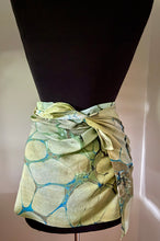 Load image into Gallery viewer, Green Italian Vein Crepe de chine 72x22” bold fun. This beautiful silk shawl also can be a   shirt and skirt!
