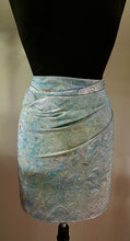 Load image into Gallery viewer, Blue double sided Crepe de chine 72x22” bold fun. This beautiful silk shawl also can be a  shirt and skirt!
