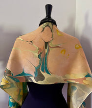 Load image into Gallery viewer, Klimt’s Flowers Multidyed Charmeuse Silk 72x14” bold fun. This beauty iful  silk makes a unique dresser cover and scarf
