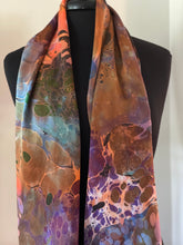 Load image into Gallery viewer, Volcano Charmeuse  Silk 72x14” bold fun. This beautiful silk makes a unique dresser cover and scarf
