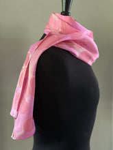 Load image into Gallery viewer, Barbie Pink Polka Dots twice marbled Charmeuse  Silk 72x14” bold fun. This beautiful silk makes a unique dresser cover and scarf
