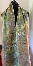 Load image into Gallery viewer, Chartreuse bouquet Charmeuse  Silk 72x14” bold fun. This beautiful silk makes a unique dresser cover and scarf
