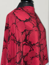 Load image into Gallery viewer, Red Italian Vein shawl. .  Crepe de chine 72x22” bold fun. This beautiful silk makes a unique dresser cover and scarf.
