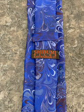 Load image into Gallery viewer, Royal Blue bouquet 3” Silk Tie  water marbled
