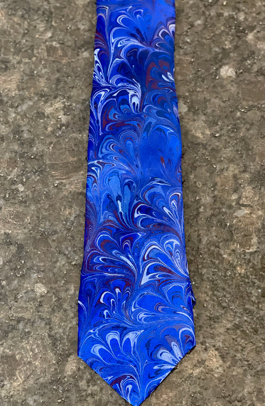 Royal Blue bouquet 3” Silk Tie  water marbled