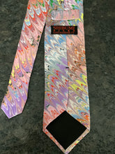 Load image into Gallery viewer, Pink summer double comb 3” Silk Tie  water marbled
