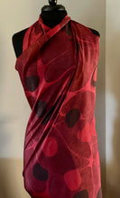 Load image into Gallery viewer, Red Stone Sarong Wrap 44x69 water marbled Habotai Silk combed
