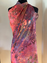Load image into Gallery viewer, Rainbow dyed Sarong Wrap 44x69 water marbled Habotai Silk random.
