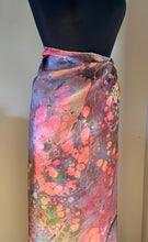 Load image into Gallery viewer, Rainbow dyed Sarong Wrap 44x69 water marbled Habotai Silk random.

