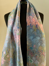 Load image into Gallery viewer, Blue spring multi colored bouquet  Patterned Habotai Silk

