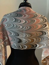Load image into Gallery viewer, Bold stripes neutral color water marbled 8mm Habotai silk.  Hang on the wall, use as a table runner or wear this unique piece
