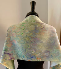 Load image into Gallery viewer, Chartreuse bouquet Charmeuse  Silk 72x14” spring delight.  This beautiful silk makes a unique dresser cover and scarf
