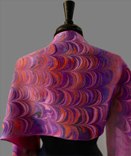 Load image into Gallery viewer, Hot Pink Big Stripes marbled Charmeuse  Silk 72x14” bold fun. This beautiful silk makes a unique dresser cover and scarf
