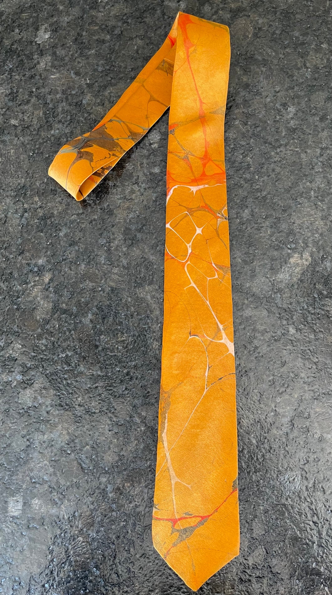 Orange Italian Vein Pattern 3” Silk Tie