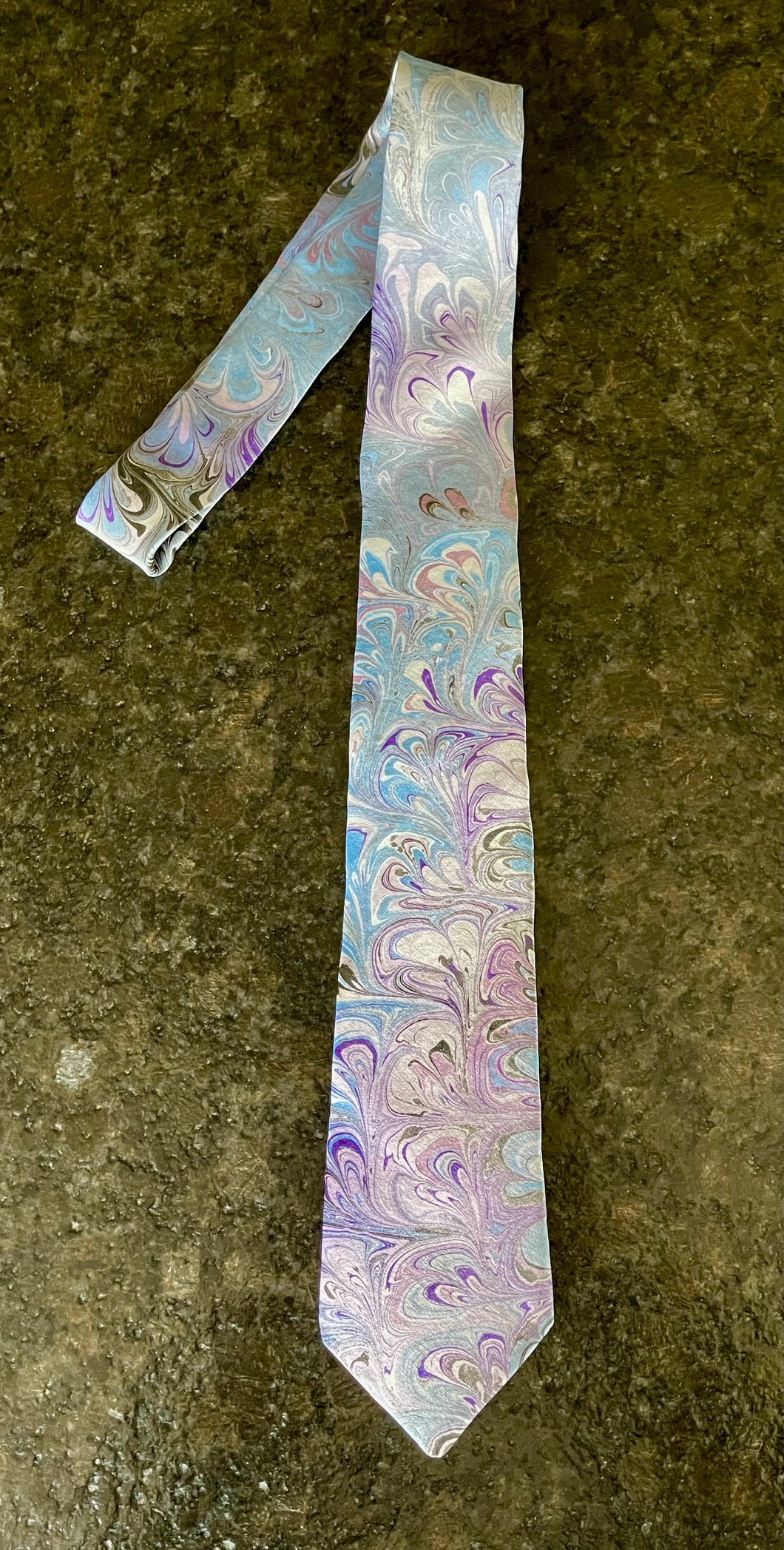 Blue Purple Bouquet Pattern 3” Silk Tie
