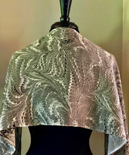 Load image into Gallery viewer, Twice marbled black &amp; white combed pattern Charmeuse  Silk 72x14” bold  fun. This beautiful silk makes a unique  dresser cover and scarf
