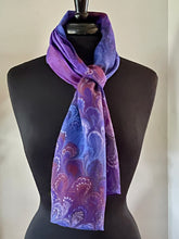 Load image into Gallery viewer, Purple Bouquet Silk, Scarf, table runner or wall hanging.scarf ... original.
