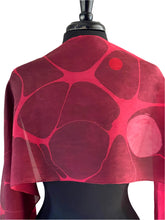 Load image into Gallery viewer, Tokyo  Red &amp; Black Stone Pattern  14&quot;x72&quot; Habotai silk, comes gift wrapped with scarf tying guide and picture postcard
