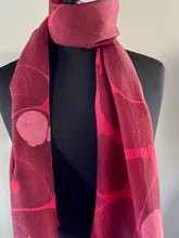 Load image into Gallery viewer, Tokyo  Red &amp; Black Stone Pattern  14&quot;x72&quot; Habotai silk, comes gift wrapped with scarf tying guide and picture postcard
